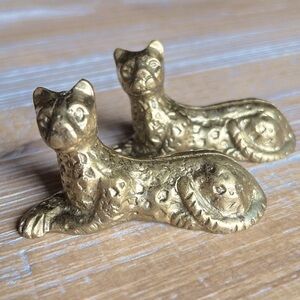 Vintage Solid Brass Leopard Place Card Holders